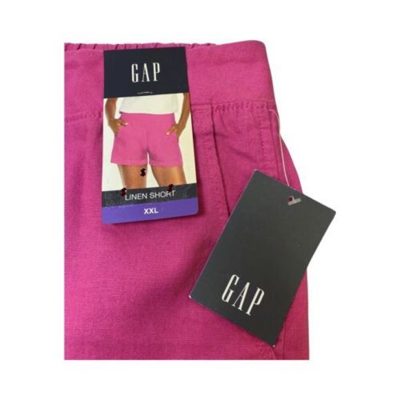 GAP Pull On Linen Comfy Shorts Front Back Pockets Womens Size XXL Fuchsia NWT - Picture 2 of 9